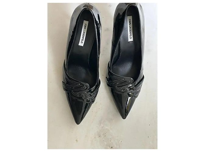 Karl Lagerfeld Sarabande Décolleté Vernice Nera Nero - vista 4
