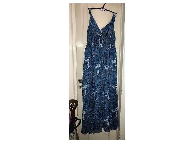 Autre Marque Vestido largo Batida estampado paisley azul Blanco Púrpura Azul oscuro - vista 2