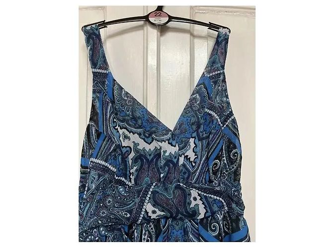 Autre Marque Vestido largo Batida estampado paisley azul Blanco Púrpura Azul oscuro - vista 3