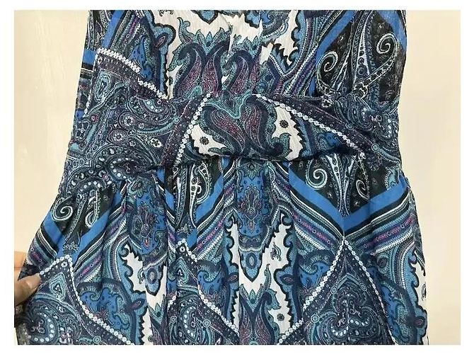 Autre Marque Vestido largo Batida estampado paisley azul Blanco Púrpura Azul oscuro - vista 4