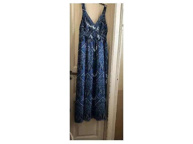 Autre Marque Vestido largo Batida estampado paisley azul Blanco Púrpura Azul oscuro - vista 5