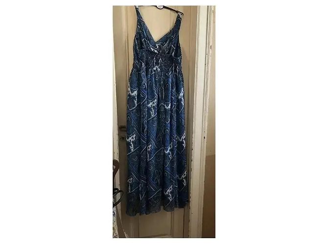 Autre Marque Vestido largo Batida estampado paisley azul Blanco Púrpura Azul oscuro - vista 6