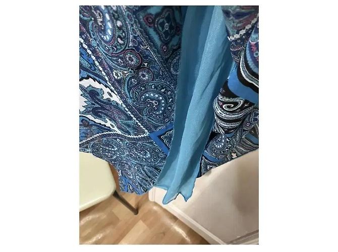 Autre Marque Vestido largo Batida estampado paisley azul Blanco Púrpura Azul oscuro - vista 7