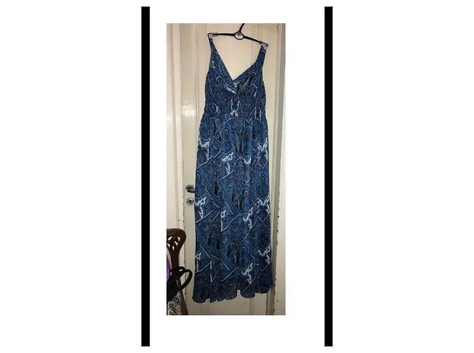 Autre Marque Vestido largo Batida estampado paisley azul Blanco Púrpura Azul oscuro - vista 8