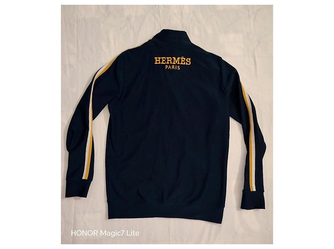 Hermès Paris Baumwoll-Trainingsjacke Dunkelblau - Ansicht 3