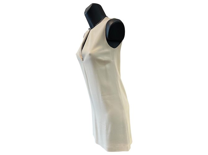 Abito in pelle beige e nero Gucci con logo G argentato - vista 2