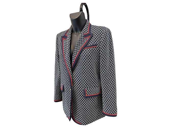 Blazer in lana blu notte con monogramma Gucci - vista 2