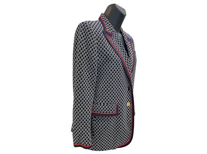 Blazer in lana blu notte con monogramma Gucci - vista 3