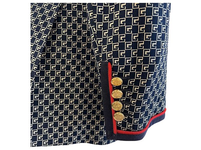 Blazer in lana blu notte con monogramma Gucci - vista 4