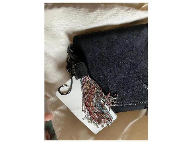 Zadig & Voltaire Clutch Rock in scamosciato nero - vista 14