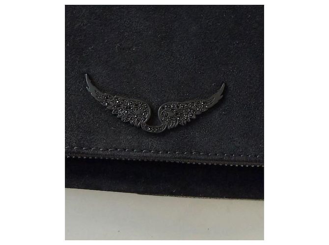 Zadig & Voltaire Clutch Rock in scamosciato nero - vista 2