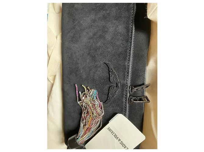 Zadig & Voltaire Clutch Rock in scamosciato nero - vista 8