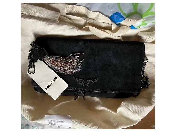 Zadig & Voltaire Clutch Rock in scamosciato nero - vista 9