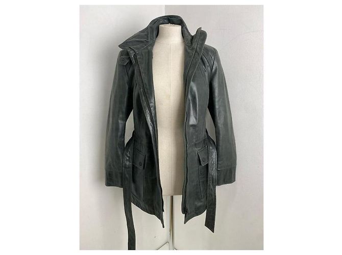 Trussardi Jeans Lederjacke in Dunkelgrün - Ansicht 2
