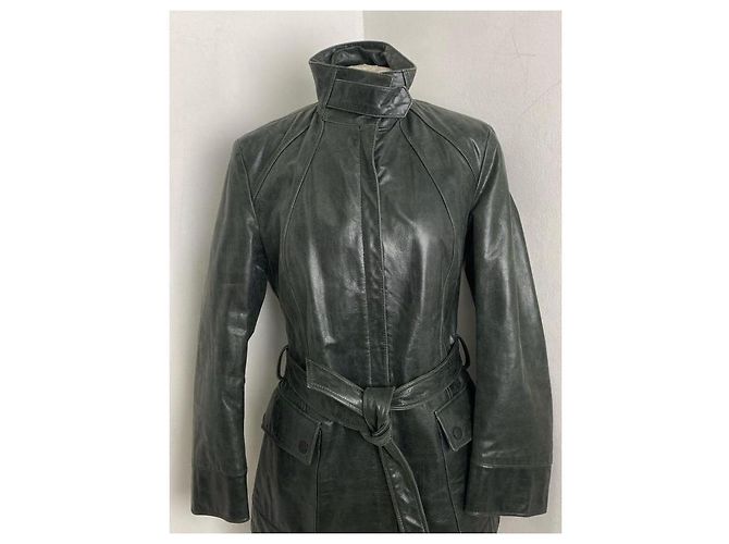 Trussardi Jeans Lederjacke in Dunkelgrün - Ansicht 4