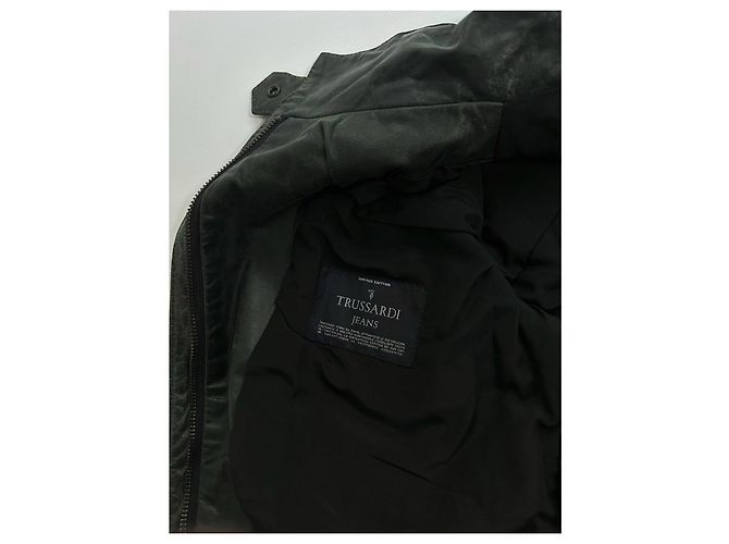 Trussardi Jeans Lederjacke in Dunkelgrün - Ansicht 6