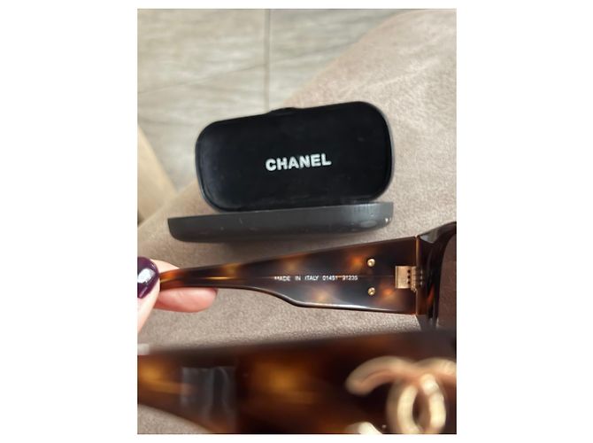 Gafas de sol Chanel carey con logo CC Castaño - vista 5