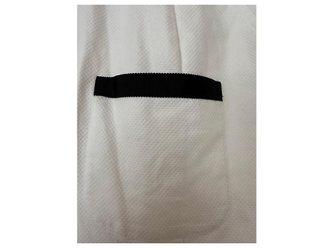 Chanel Uniform Giacca Bianca con Zip Nero Bianco - vista 3