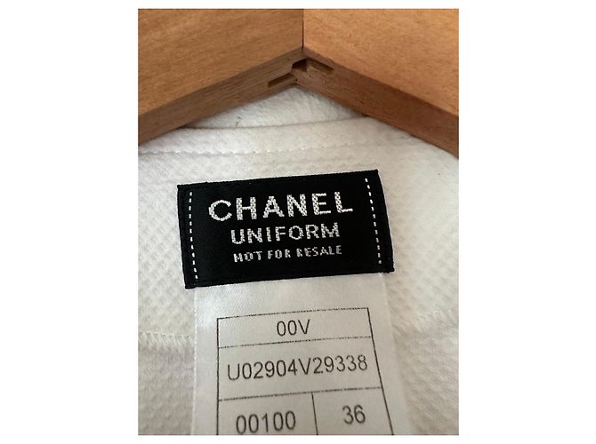 Chanel Uniform Giacca Bianca con Zip Nero Bianco - vista 8