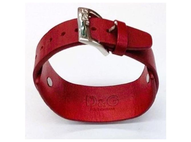 Iconico bracciale  DOLCE & GABBANA in pelle rossa effetto rettile con cinturino - vista 9