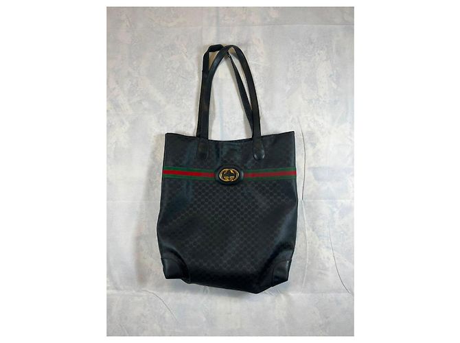 Borsa Tote Gucci Monogram GG Nero Rosso Verde - vista 15