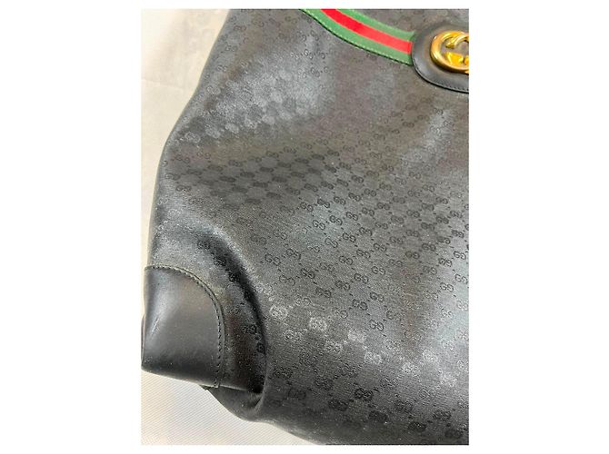 Borsa Tote Gucci Monogram GG Nero Rosso Verde - vista 6