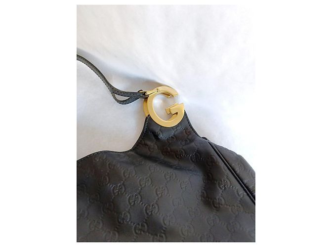 Bolsa de ombro Gucci couro preto monograma GG - vista 6