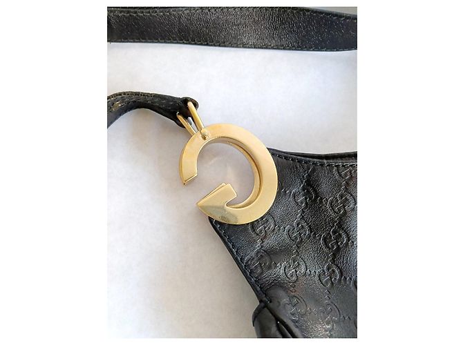 Bolsa de ombro Gucci couro preto monograma GG - vista 7