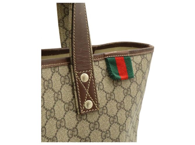 Borsa Tote Gucci GG Supreme Sherry Line Marrone Beige - vista 9