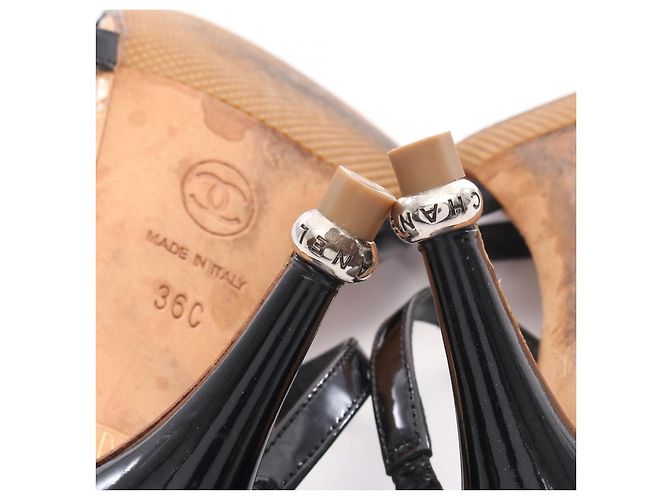 Timeless Sandali Chanel Coco Mark in pelle vernice Nero - vista 7