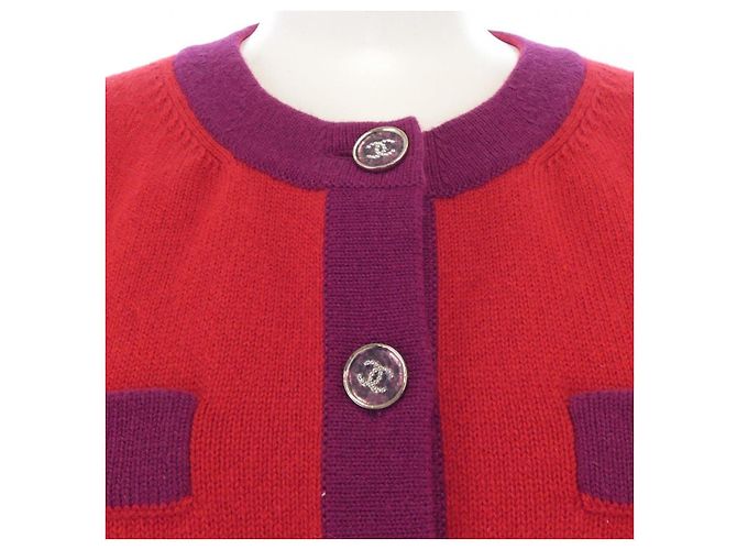 Cárdigan de cachemira Chanel Roja Púrpura - vista 6