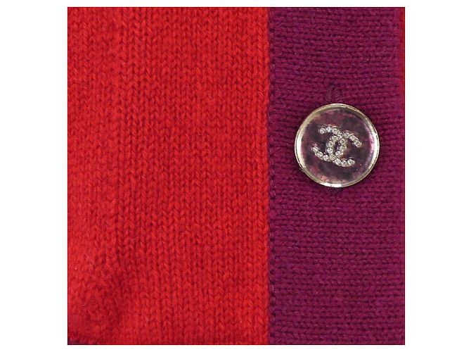 Cárdigan de cachemira Chanel Roja Púrpura - vista 8