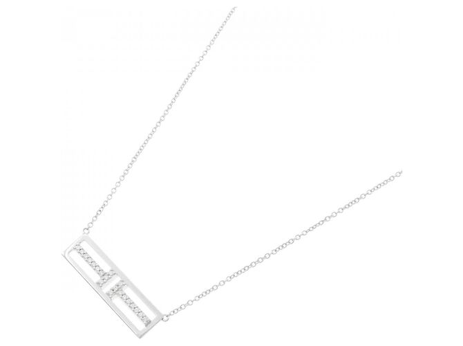 Tiffany & Co. Horizontaler Diamantbar Au750 Weißgold Halskette - Ansicht 2
