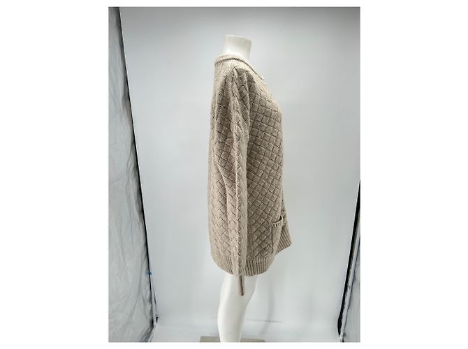 Autre Marque Jersey de lana con botones de flores Beige - vista 3