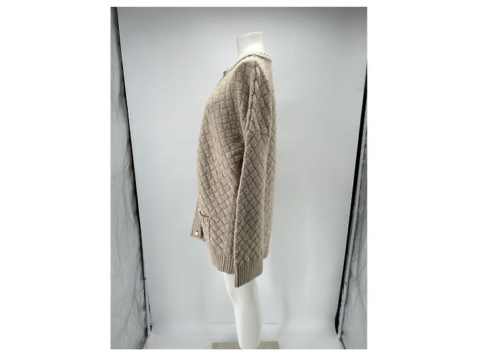 Autre Marque Jersey de lana con botones de flores Beige - vista 4