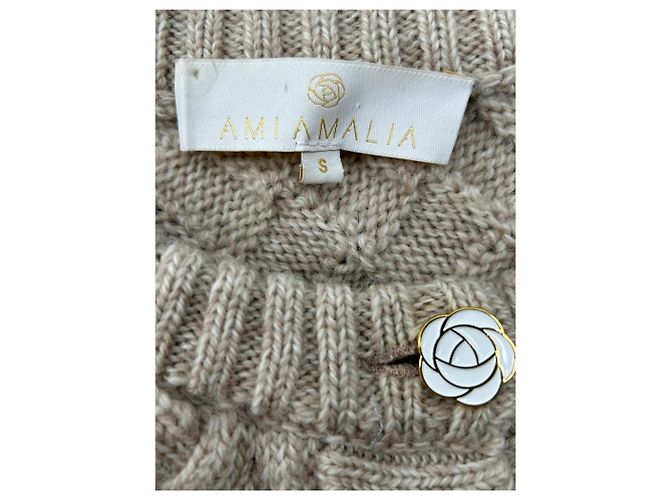 Autre Marque Jersey de lana con botones de flores Beige - vista 6