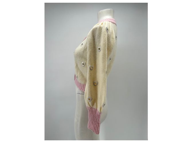 Autre Marque Cardigan in Creme und Rosa Weiß - Ansicht 4