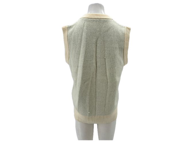 Autre Marque Colete sem mangas creme e verde Branco - vista 2