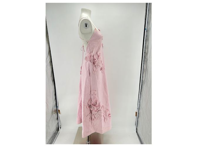 Zimmermann Langes rosa Leinenkleid mit bestickten Trägern Pink - Ansicht 3