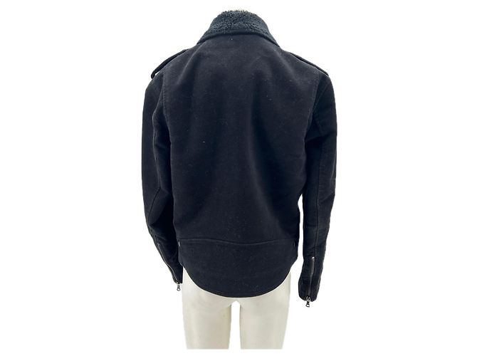 Chaqueta de piel de lana negra Sandro M Negro - vista 2