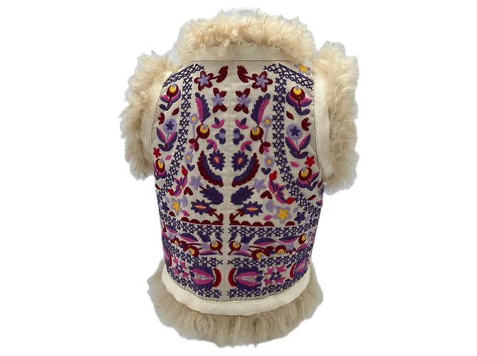 Antik Batik Shearling Jacke Weiß Wolle S - Ansicht 2