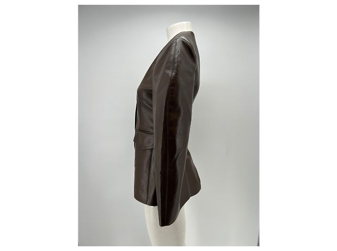 Nanushka Blazer marrón de cuero vegano Castaño - vista 4
