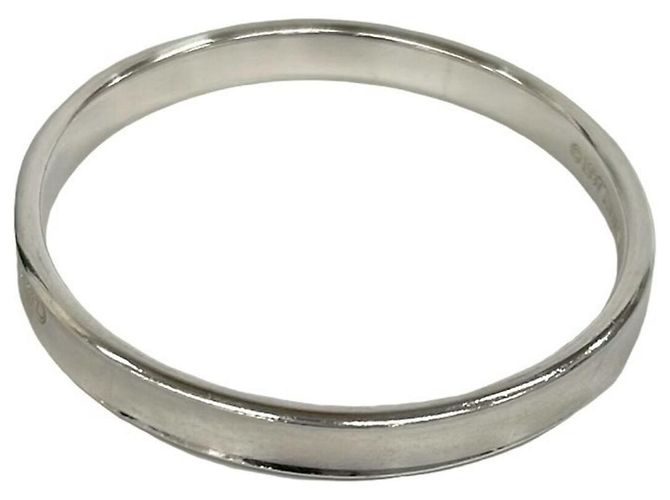 Bracciale rigido stretto in argento 925 con logo inciso Tiffany & Co. - vista 4