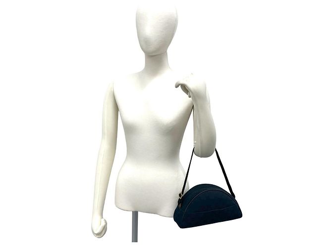 Gucci GG Canvas Muster Leder Mini Handtasche Schwarz Marineblau - Ansicht 2