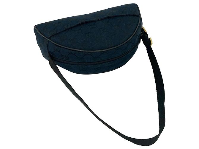 Gucci GG Canvas Muster Leder Mini Handtasche Schwarz Marineblau - Ansicht 4