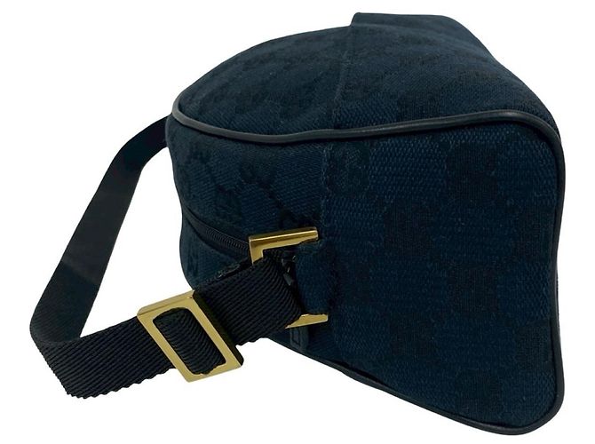 Gucci GG Canvas Muster Leder Mini Handtasche Schwarz Marineblau - Ansicht 5