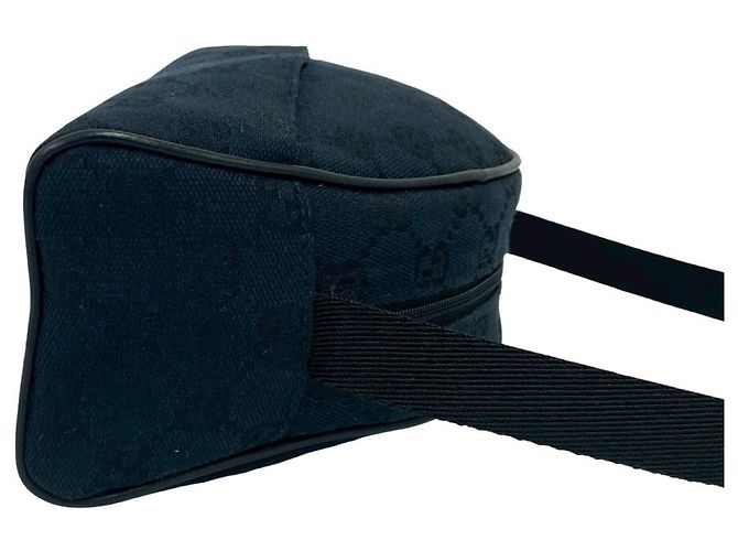 Gucci GG Canvas Muster Leder Mini Handtasche Schwarz Marineblau - Ansicht 6