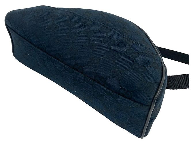 Gucci GG Canvas Muster Leder Mini Handtasche Schwarz Marineblau - Ansicht 8