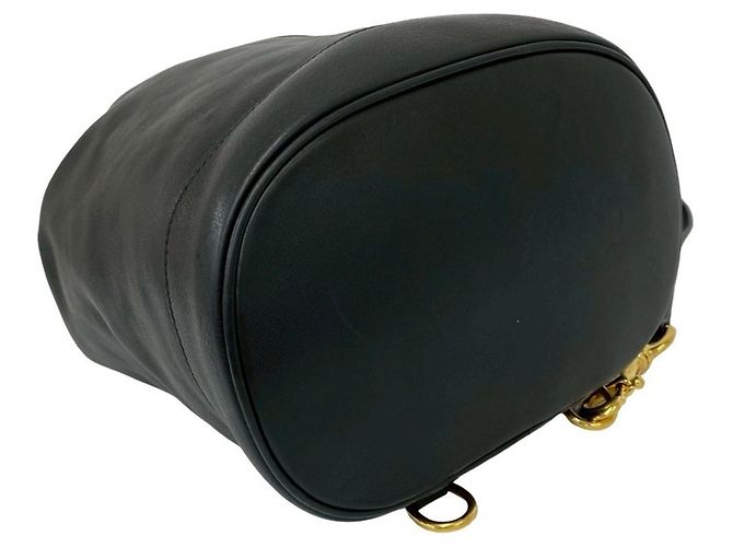 Bamboo GUCCI Vintage Bambus-Leder-Drawstring-Bodybag Schwarz - Ansicht 7