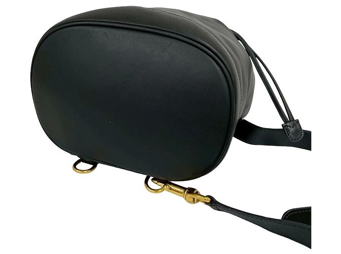 Bamboo GUCCI Vintage Bambus-Leder-Drawstring-Bodybag Schwarz - Ansicht 8